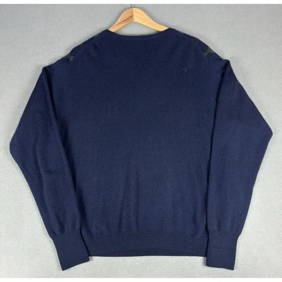 Vineyard Vines Sweater Mens Large Blue Cashmere Argyle Diamond Grandpa Eclectic - Picture 4 of 6